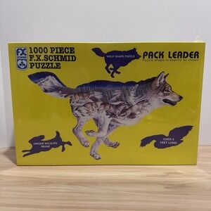 VTG F.X. Schmid 1000 Piece Puzzle PACK LEADER Wolf-Shaped Wildlife 43x25.5" NEW